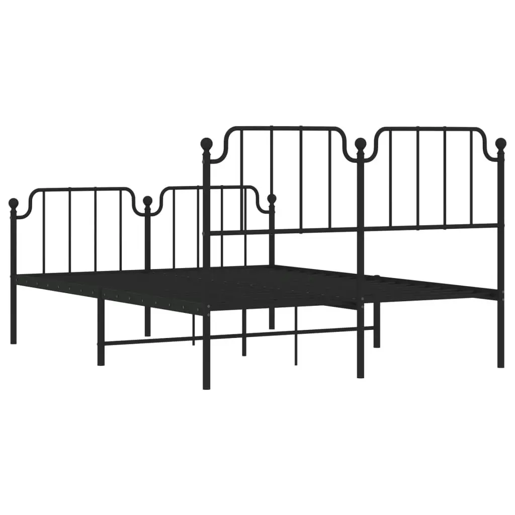 Metal Bed Frame with Headboard and FootboardÂ Black 135x190 cm 373904