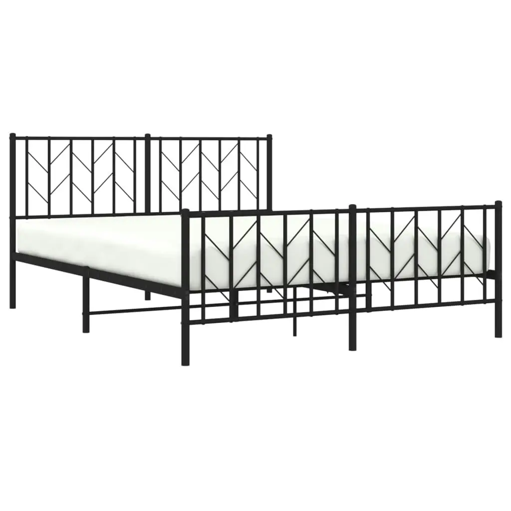 Metal Bed Frame with Headboard and FootboardÂ Black 150x200 cm 374457