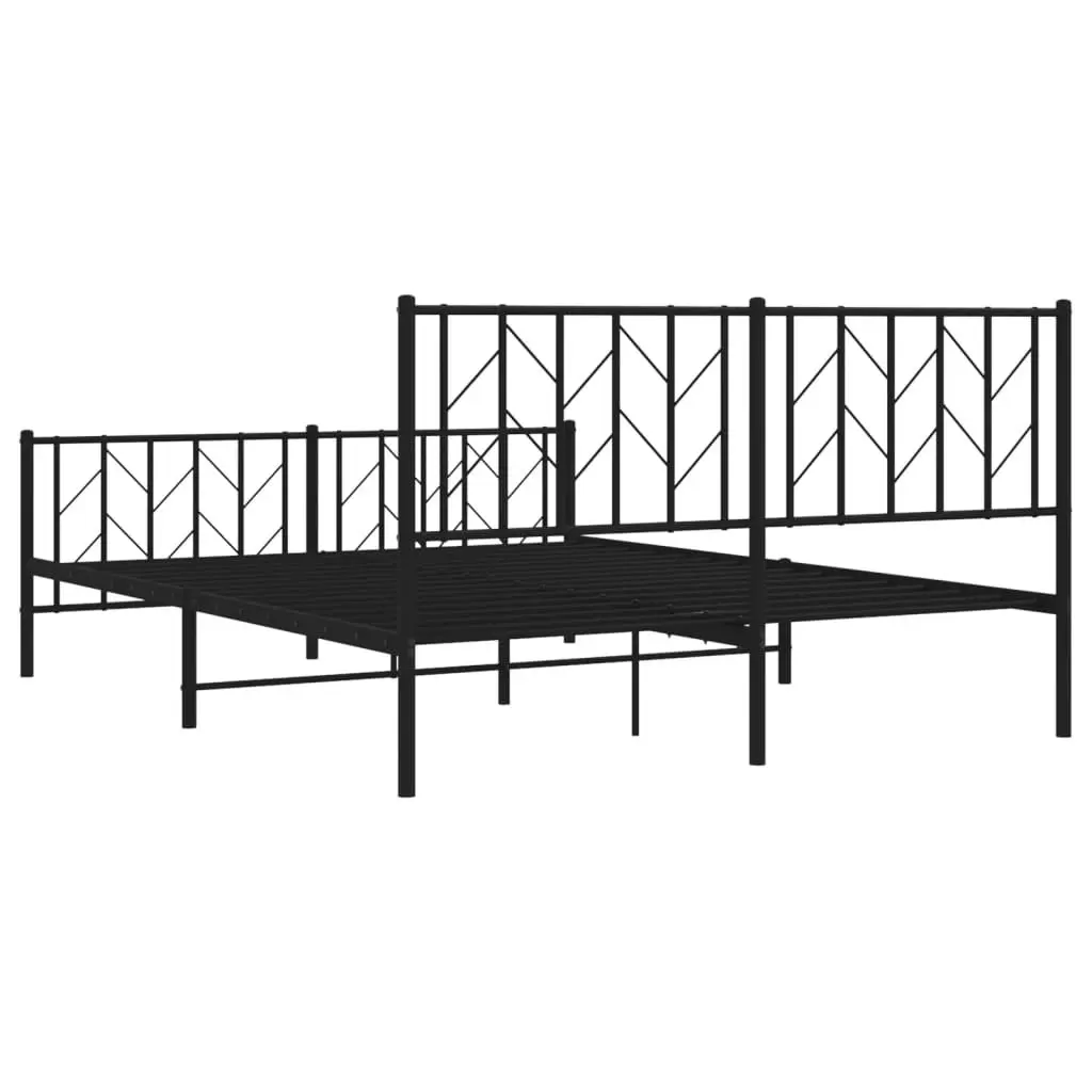 Metal Bed Frame with Headboard and FootboardÂ Black 150x200 cm 374457