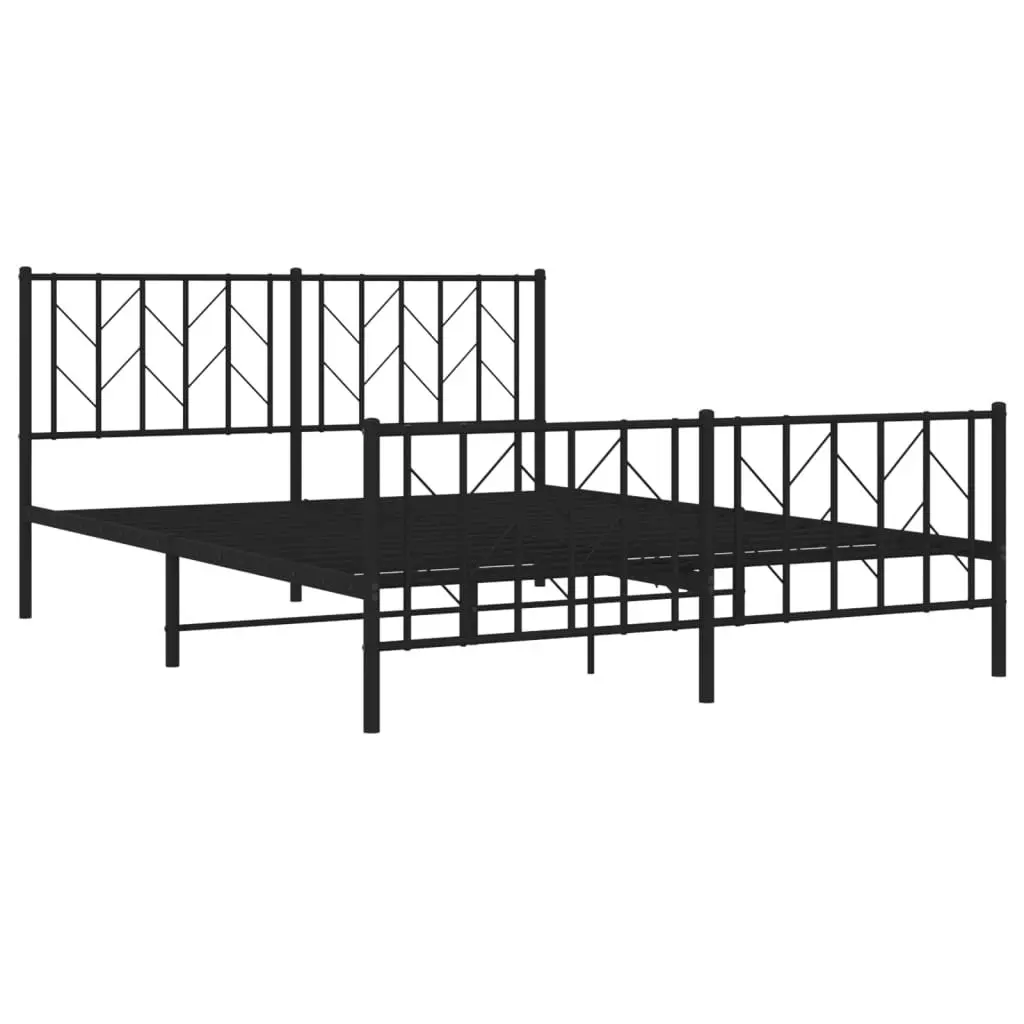 Metal Bed Frame with Headboard and FootboardÂ Black 150x200 cm 374457