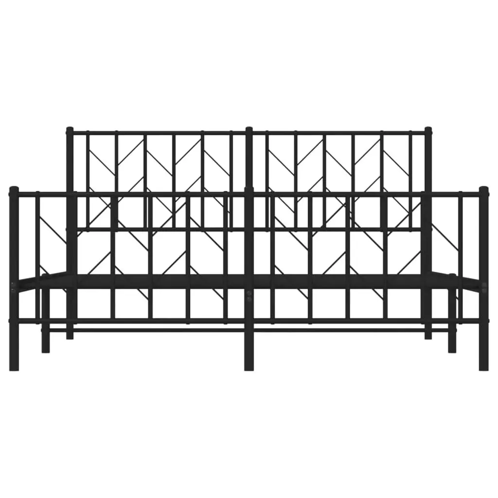 Metal Bed Frame with Headboard and FootboardÂ Black 150x200 cm 374457