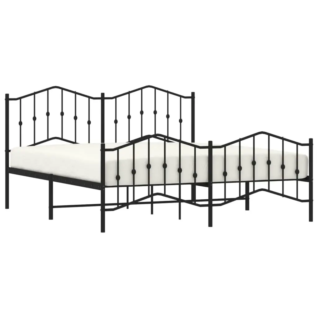 Metal Bed Frame with Headboard and FootboardÂ Black 183x203 cm King Size 373811