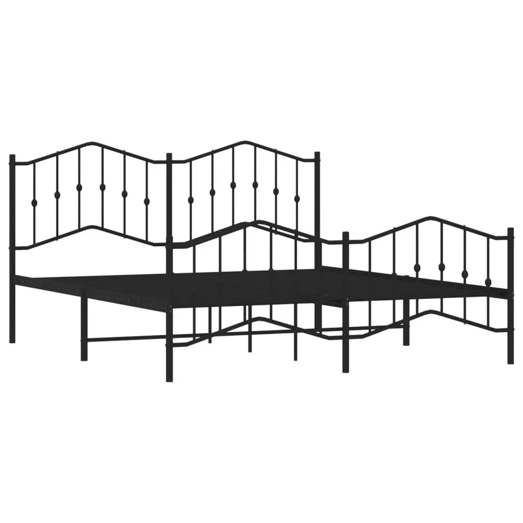 Metal Bed Frame with Headboard and FootboardÂ Black 183x203 cm King Size 373811