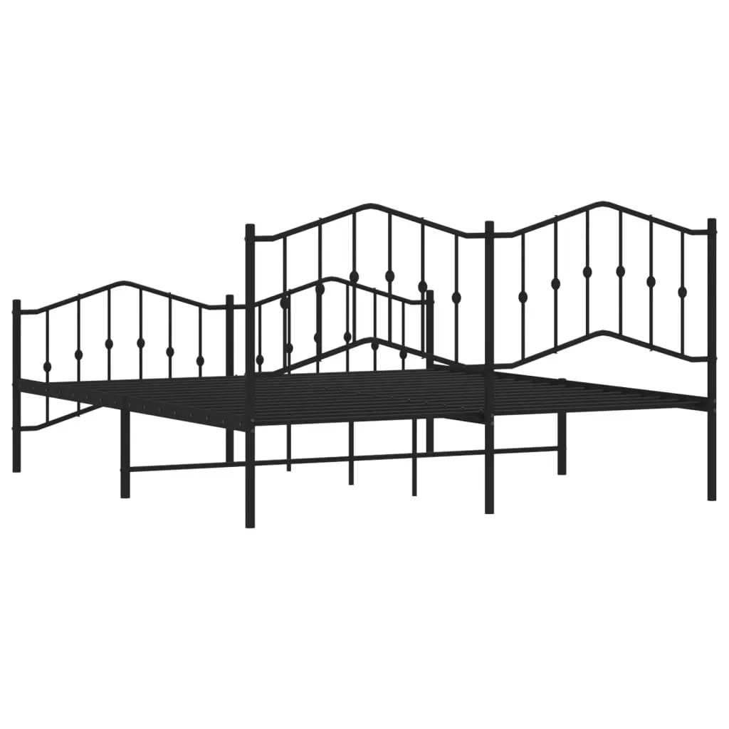 Metal Bed Frame with Headboard and FootboardÂ Black 183x203 cm King Size 373811