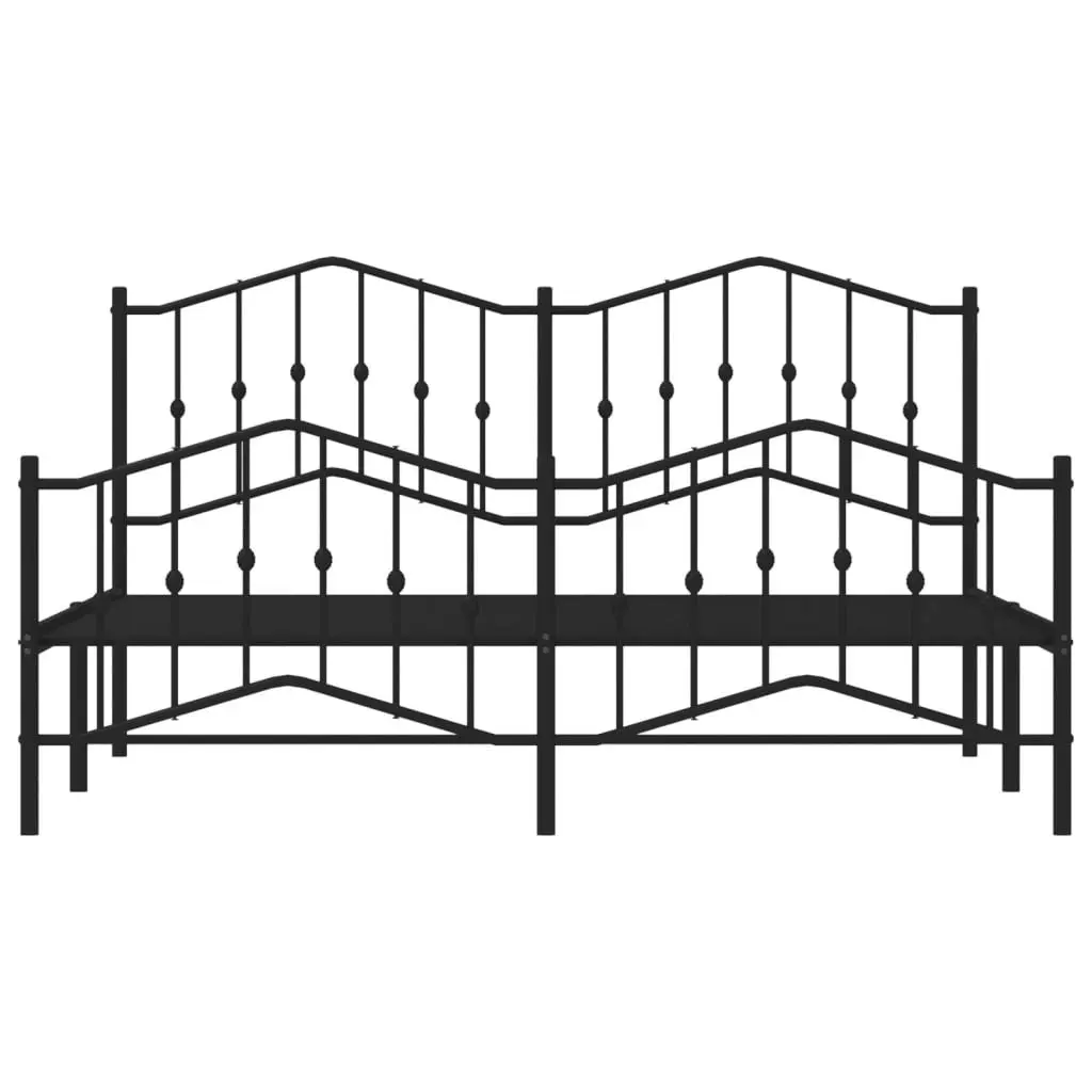 Metal Bed Frame with Headboard and FootboardÂ Black 183x203 cm King Size 373811