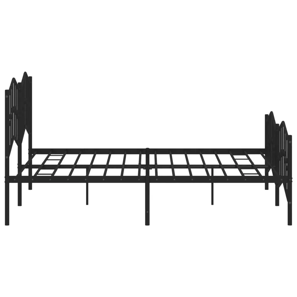 Metal Bed Frame with Headboard and FootboardÂ Black 183x203 cm King Size 373811