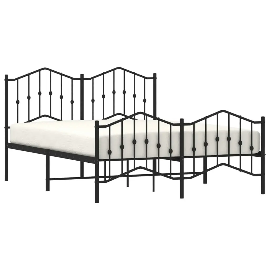 Metal Bed Frame with Headboard and FootboardÂ Black 150x200 cm 373809