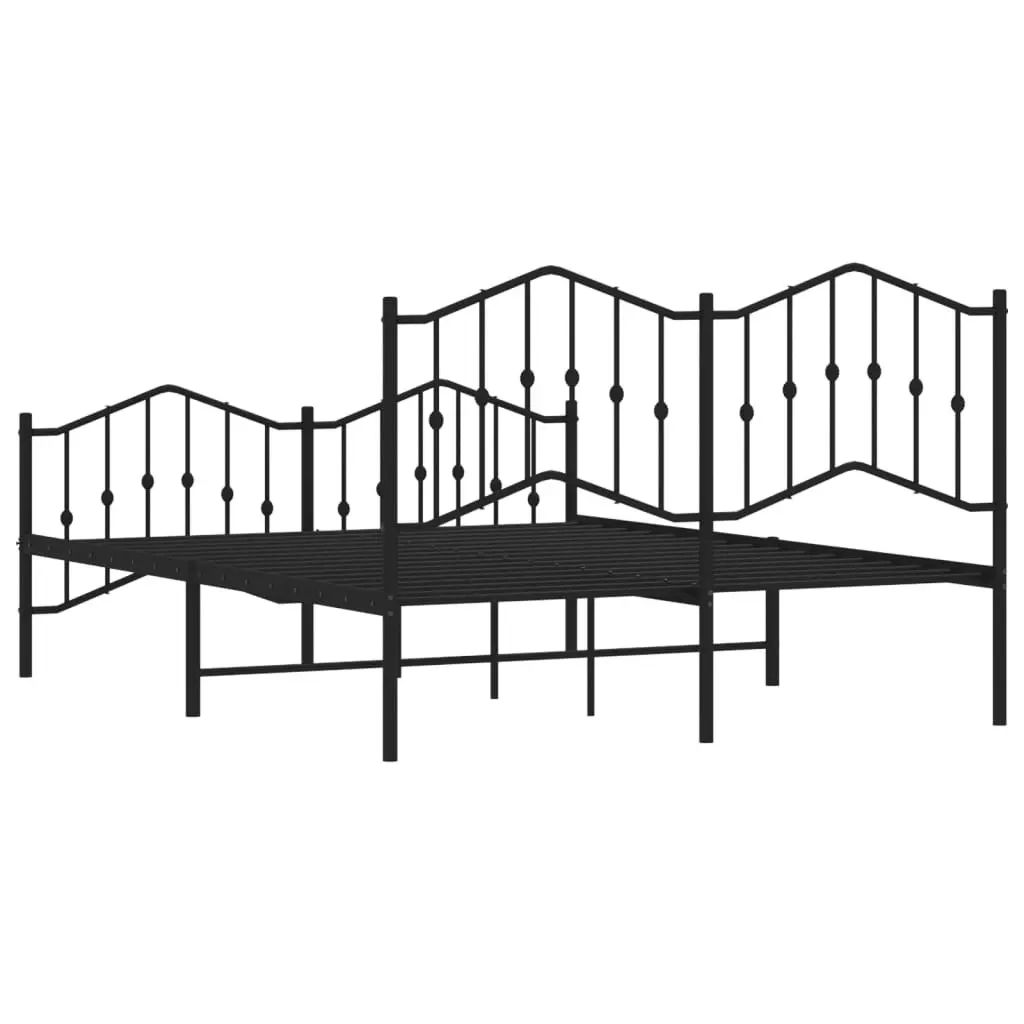 Metal Bed Frame with Headboard and FootboardÂ Black 150x200 cm 373809