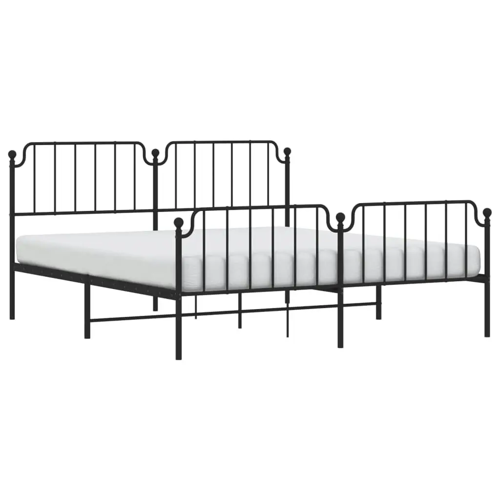 Metal Bed Frame with Headboard and FootboardÂ Black 183x203 cm King Size 373909