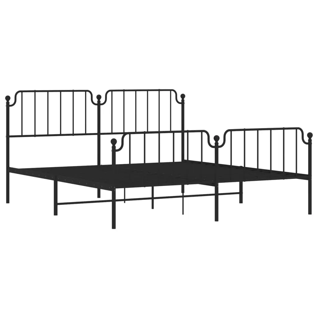 Metal Bed Frame with Headboard and FootboardÂ Black 183x203 cm King Size 373909