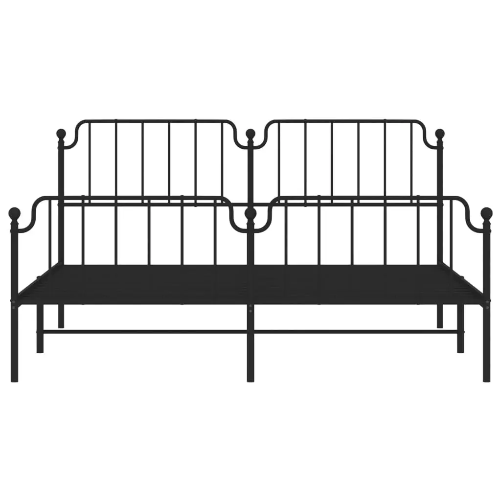 Metal Bed Frame with Headboard and FootboardÂ Black 183x203 cm King Size 373909