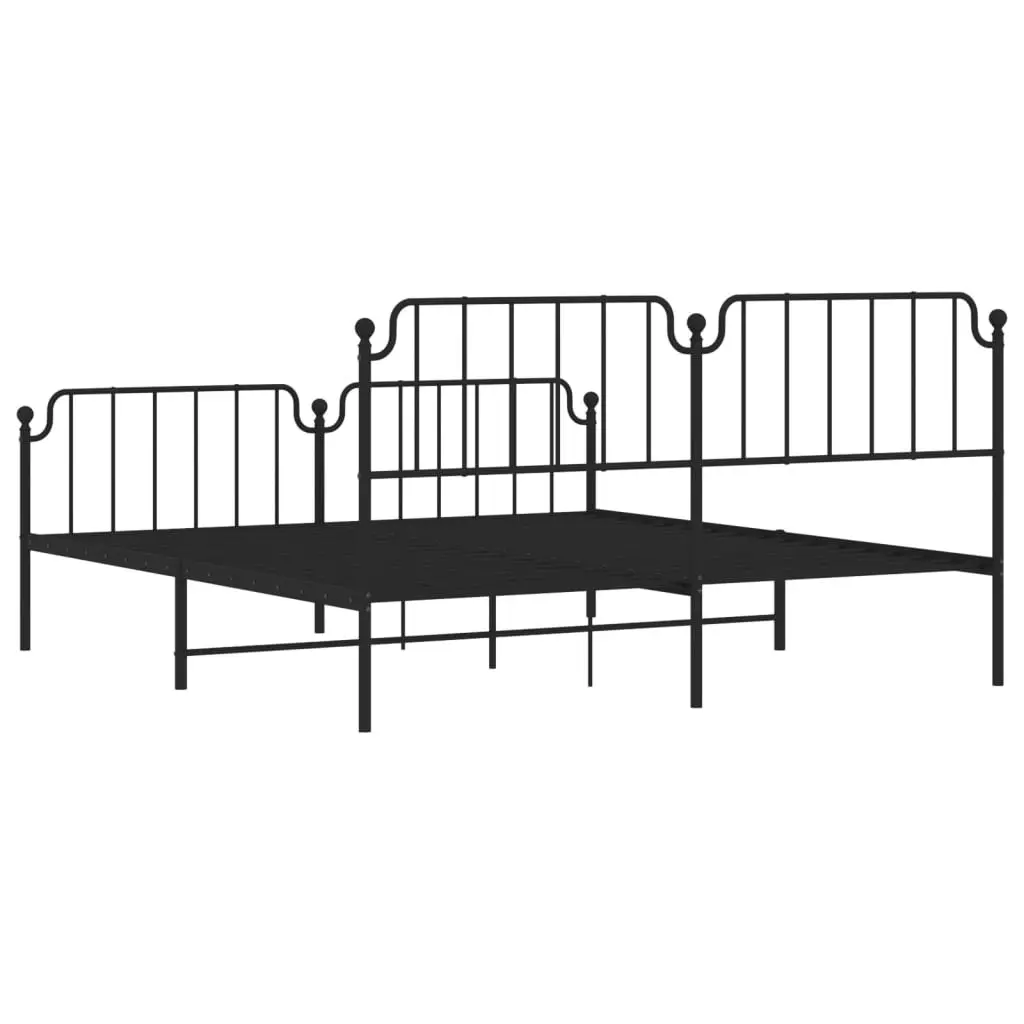 Metal Bed Frame with Headboard and FootboardÂ Black 183x203 cm King Size 373909