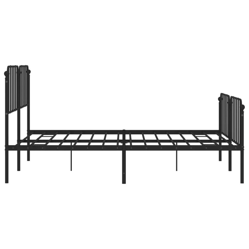 Metal Bed Frame with Headboard and FootboardÂ Black 183x203 cm King Size 373909