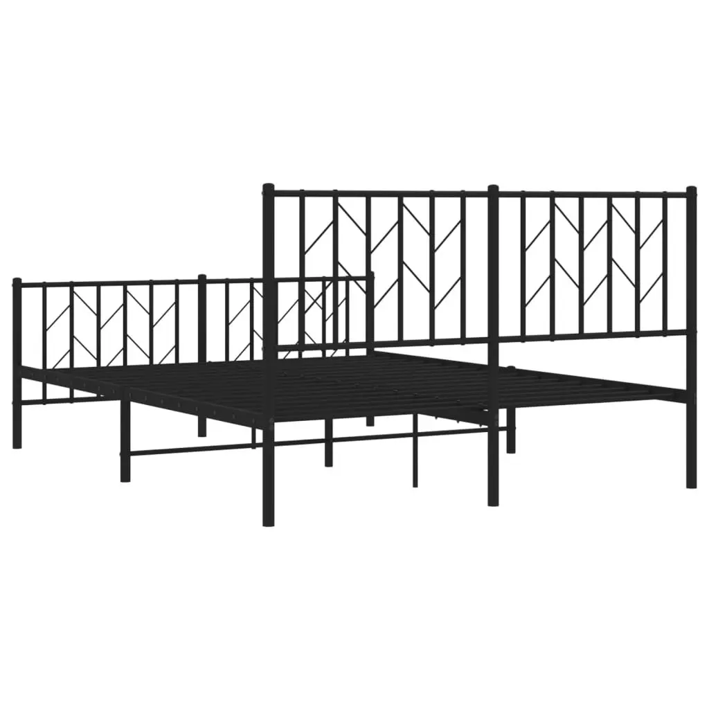 Metal Bed Frame with Headboard and FootboardÂ Black 135x190 cm 374454