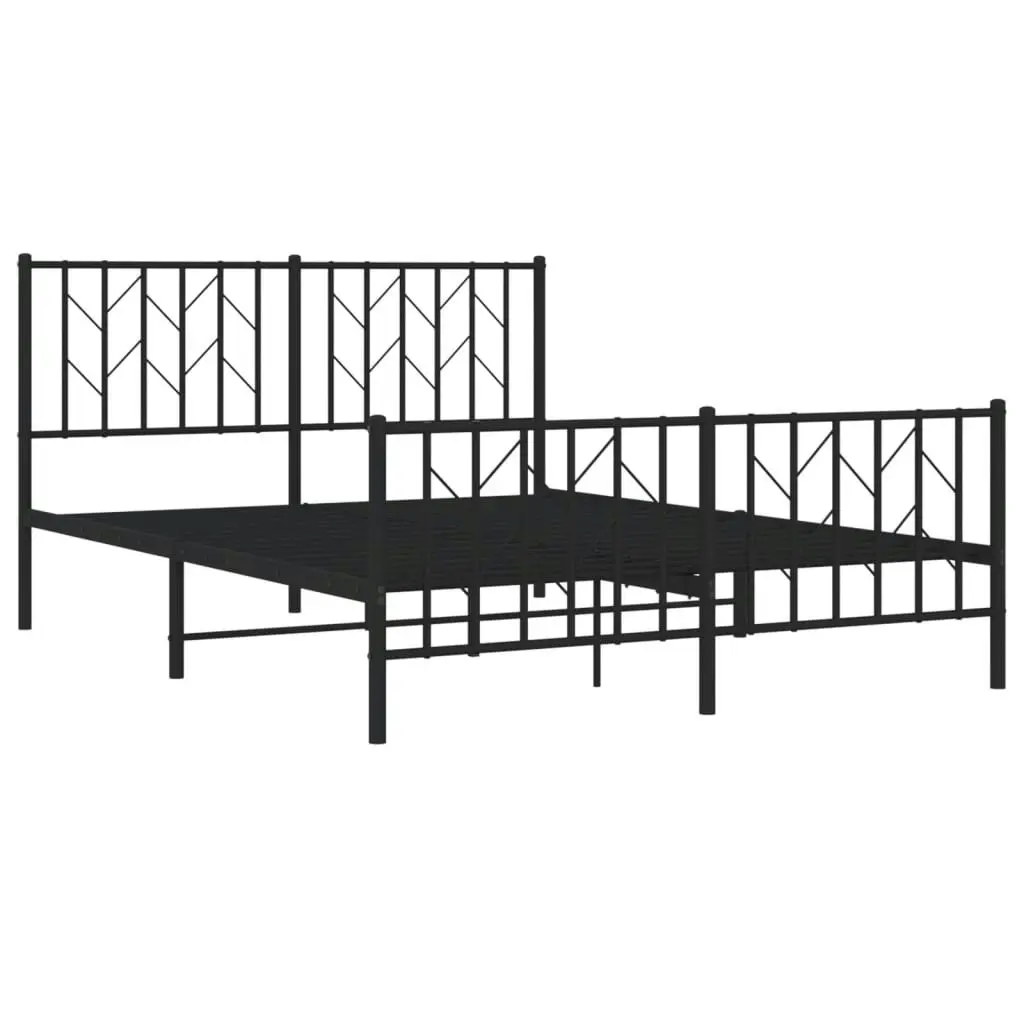 Metal Bed Frame with Headboard and FootboardÂ Black 135x190 cm 374454