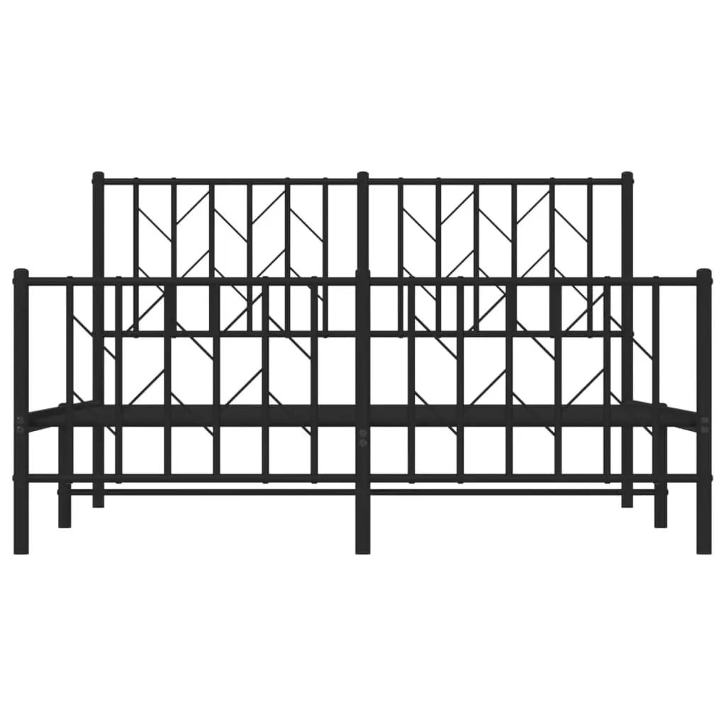 Metal Bed Frame with Headboard and FootboardÂ Black 135x190 cm 374454