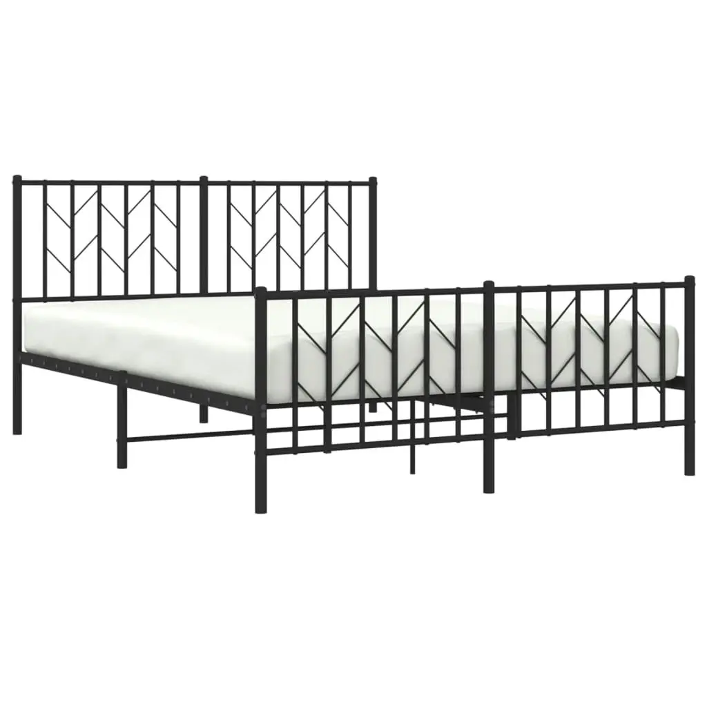 Metal Bed Frame with Headboard and FootboardÂ Black 135x190 cm 374454