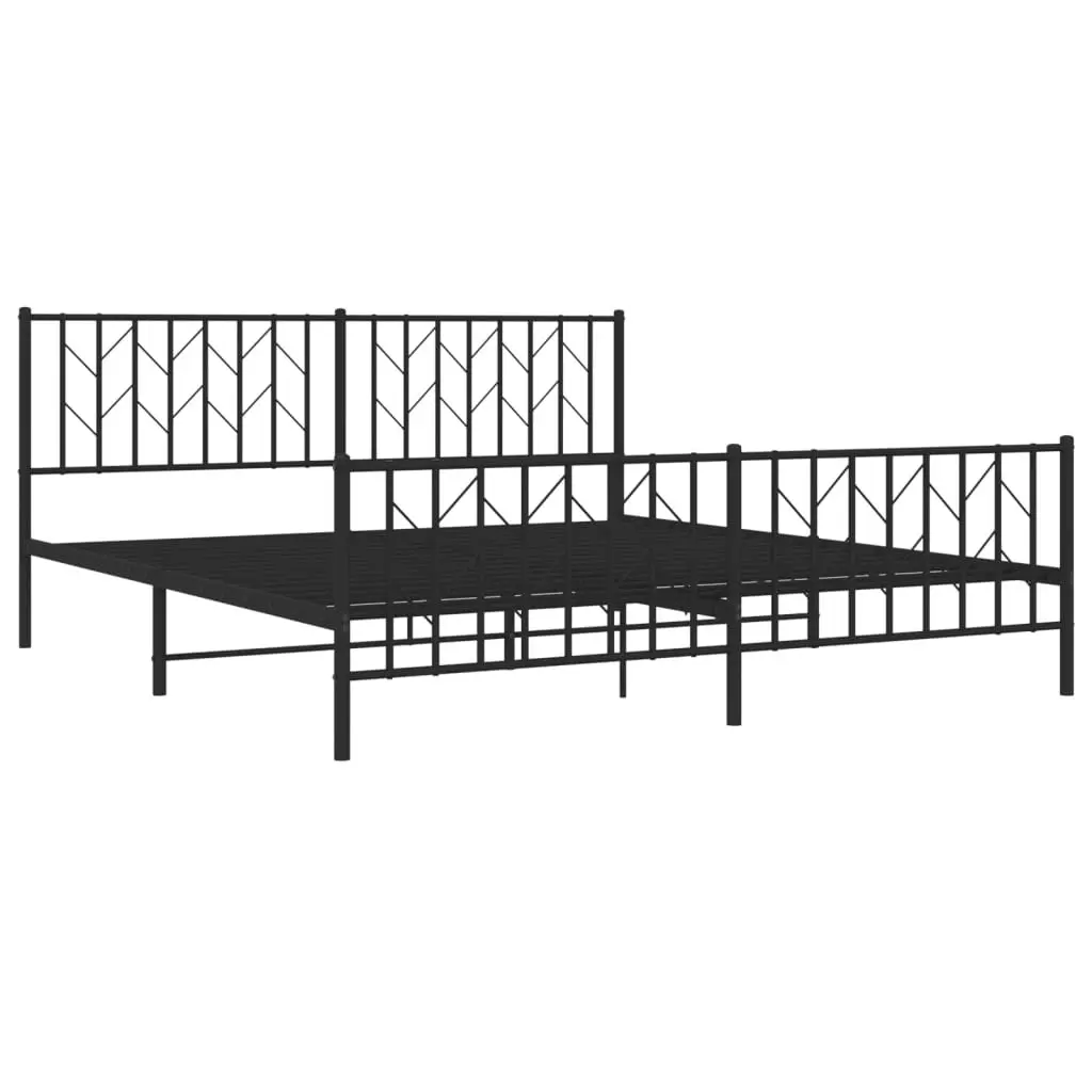 Metal Bed Frame with Headboard and FootboardÂ Black 183x203 cm King Size 374459