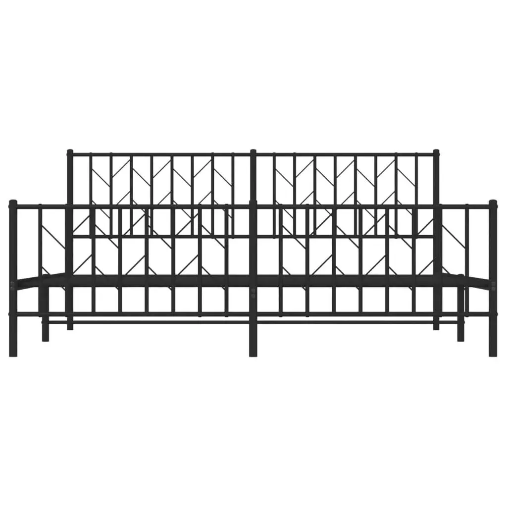 Metal Bed Frame with Headboard and FootboardÂ Black 183x203 cm King Size 374459