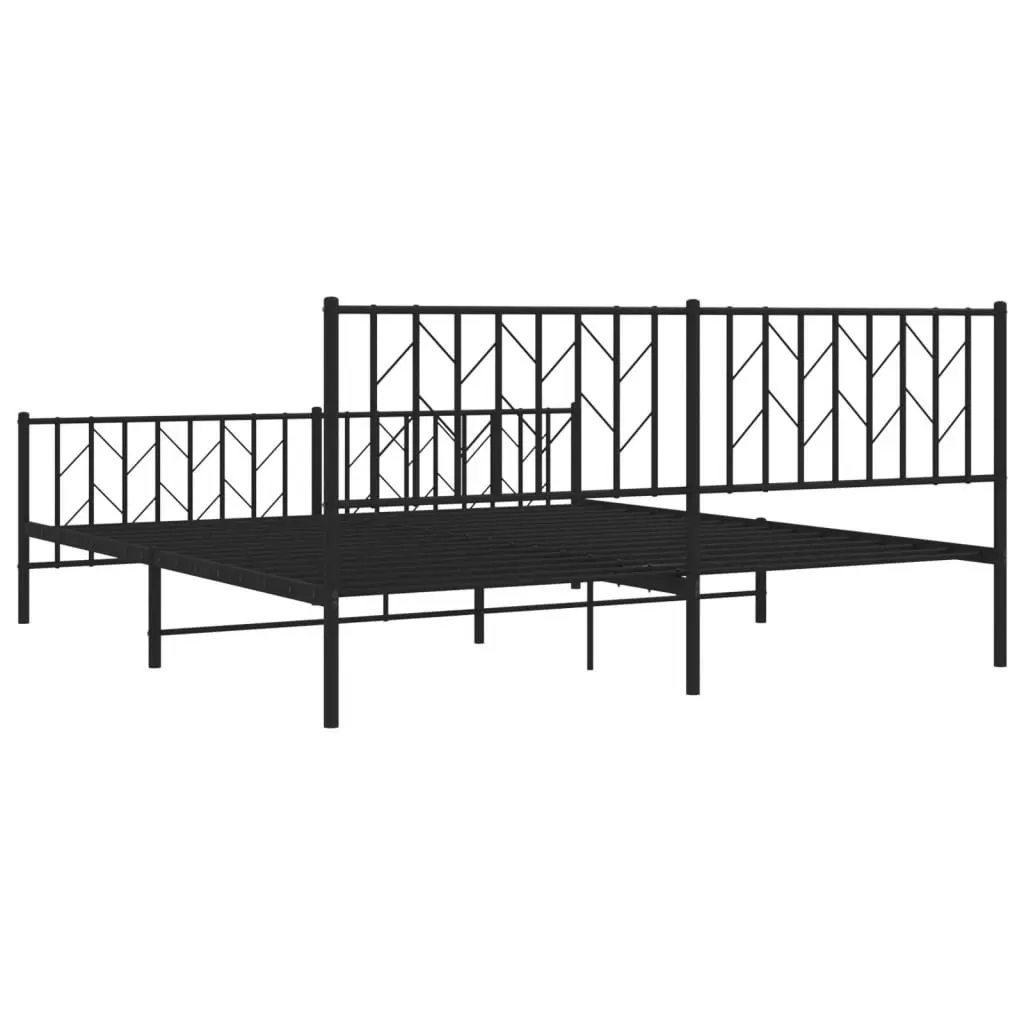 Metal Bed Frame with Headboard and FootboardÂ Black 183x203 cm King Size 374459