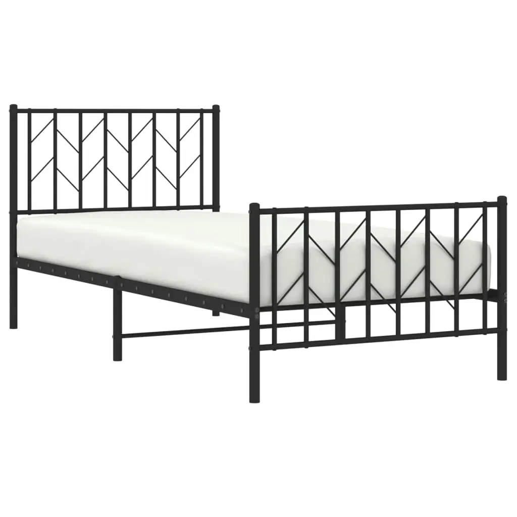 Metal Bed Frame with Headboard and FootboardÂ Black 90x190 cm 374447