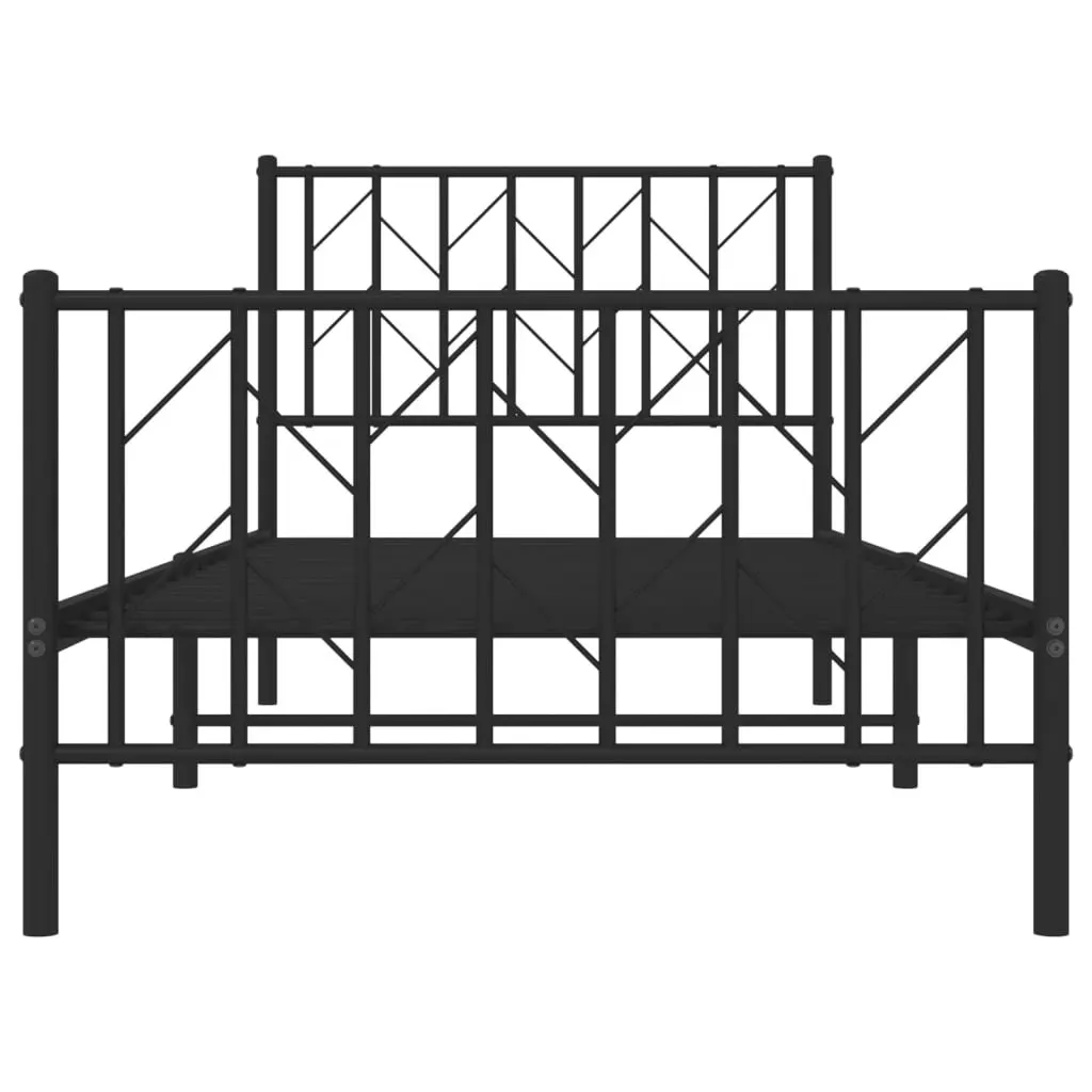 Metal Bed Frame with Headboard and FootboardÂ Black 90x190 cm 374447