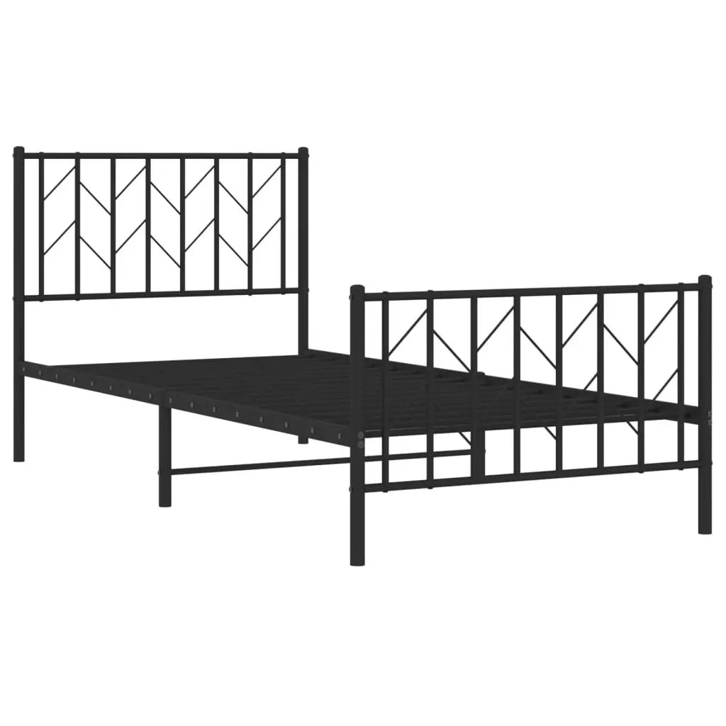 Metal Bed Frame with Headboard and FootboardÂ Black 90x190 cm 374447