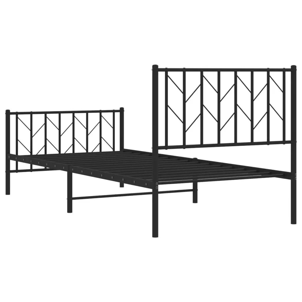 Metal Bed Frame with Headboard and FootboardÂ Black 90x190 cm 374447