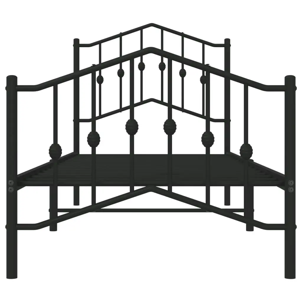 Metal Bed Frame with Headboard and FootboardÂ Black 92x187 cm Single Size 373799