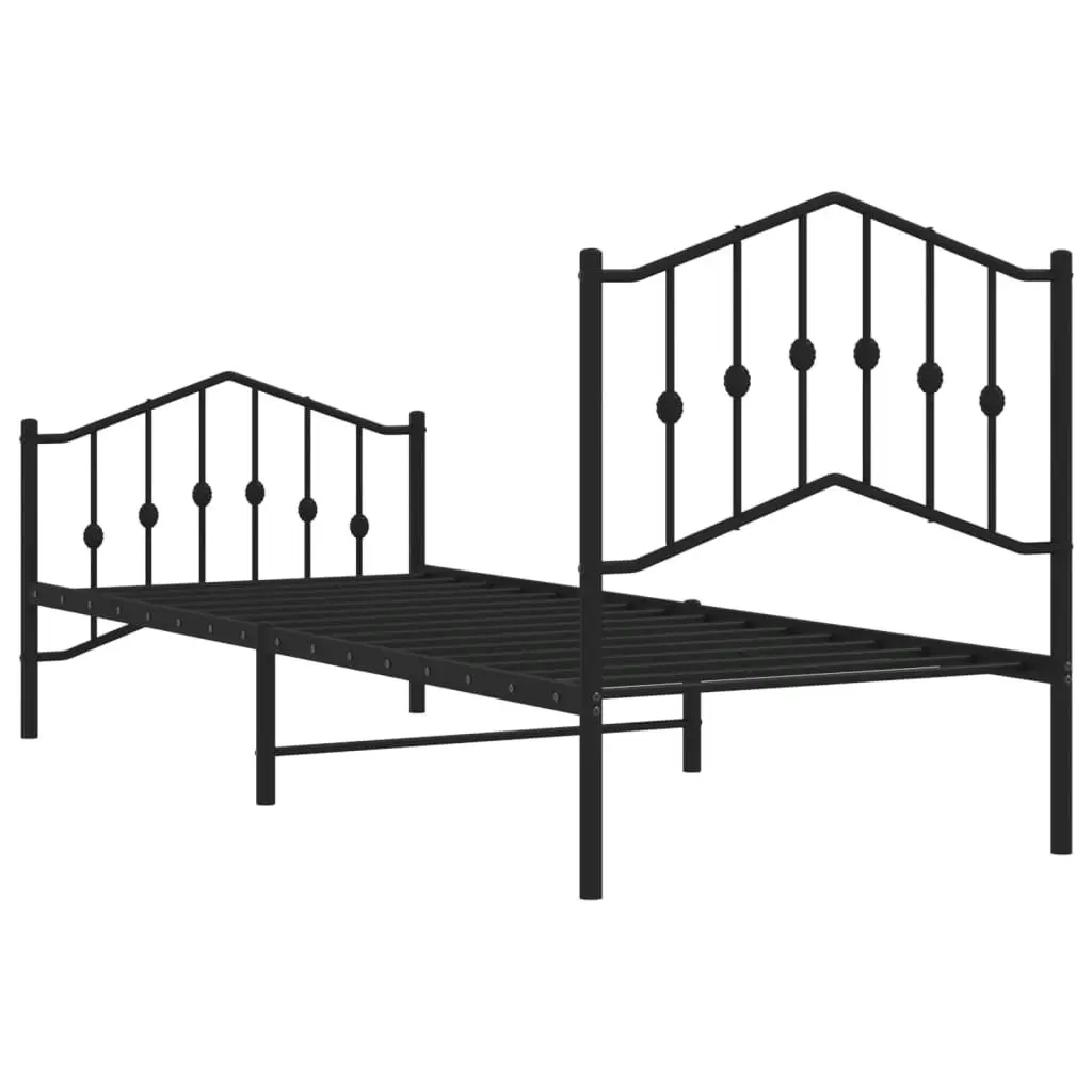 Metal Bed Frame with Headboard and FootboardÂ Black 92x187 cm Single Size 373799