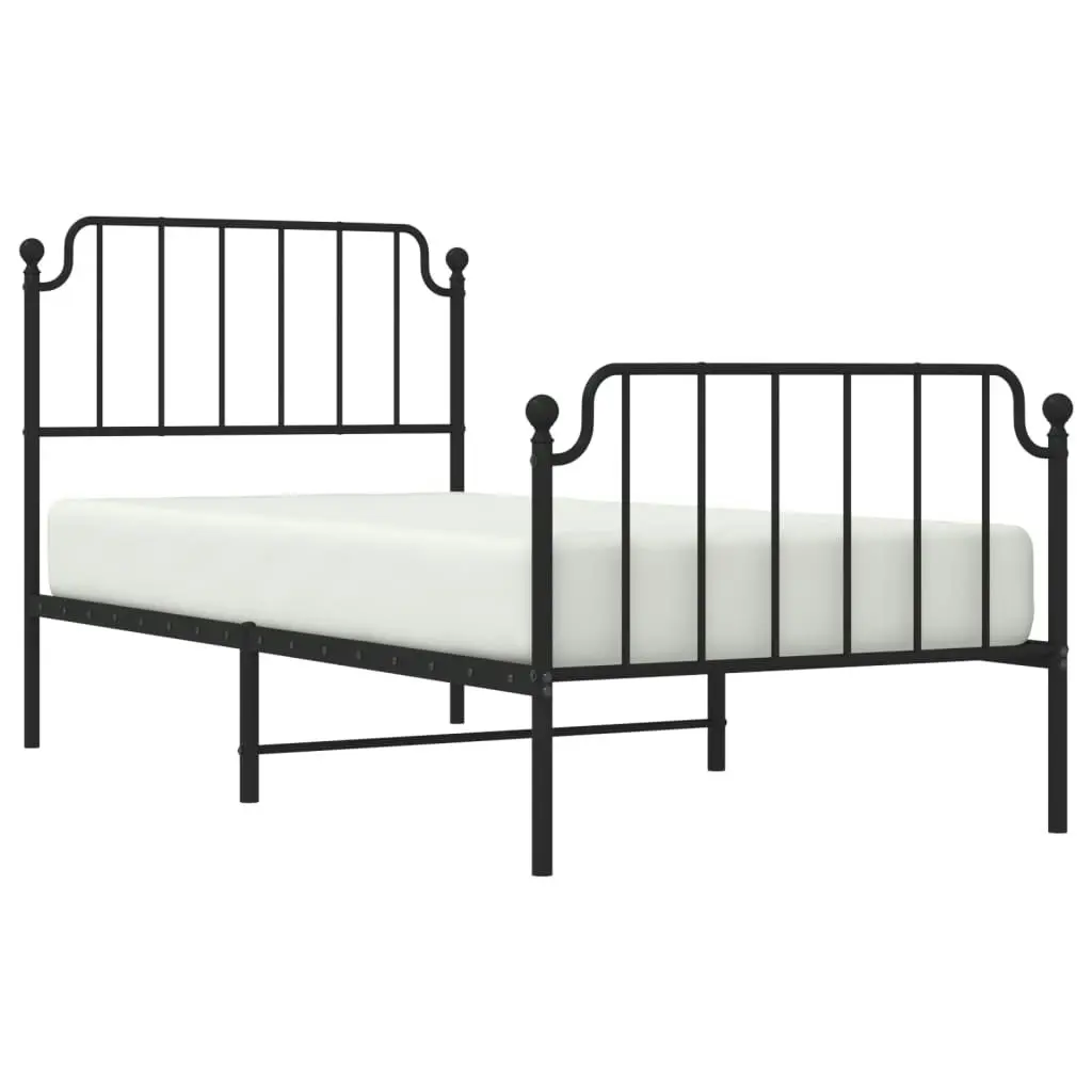 Metal Bed Frame without Mattress with Footboard??Black 90x190 cm 373897