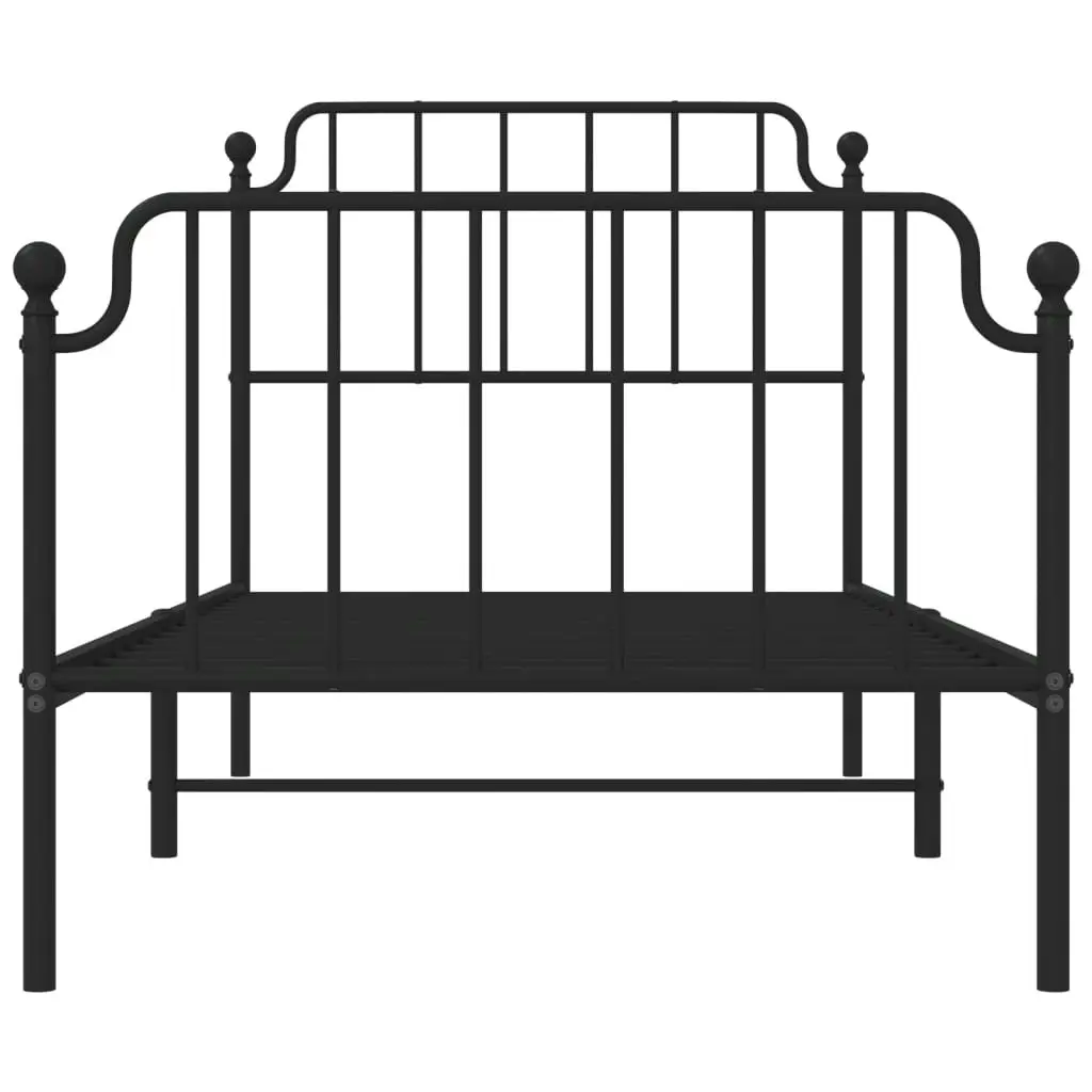 Metal Bed Frame without Mattress with Footboard??Black 90x190 cm 373897