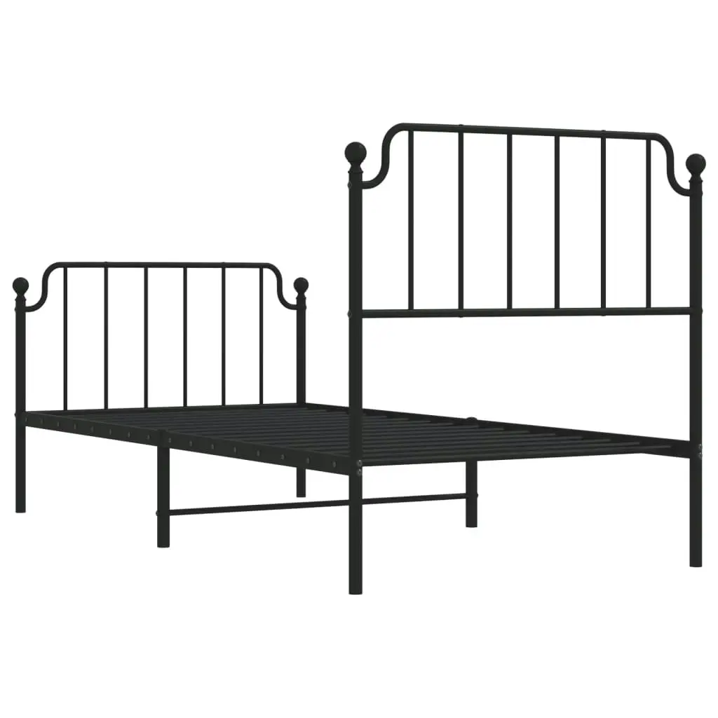 Metal Bed Frame without Mattress with Footboard??Black 90x190 cm 373897