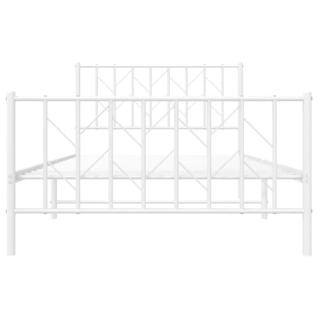 Metal Bed Frame with Headboard and FootboardÂ White 107x203 cm 374500