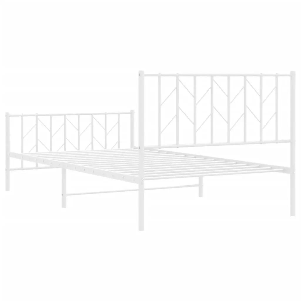 Metal Bed Frame with Headboard and FootboardÂ White 107x203 cm 374500