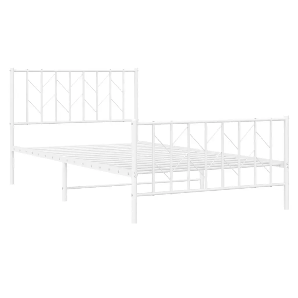 Metal Bed Frame with Headboard and FootboardÂ White 107x203 cm 374500