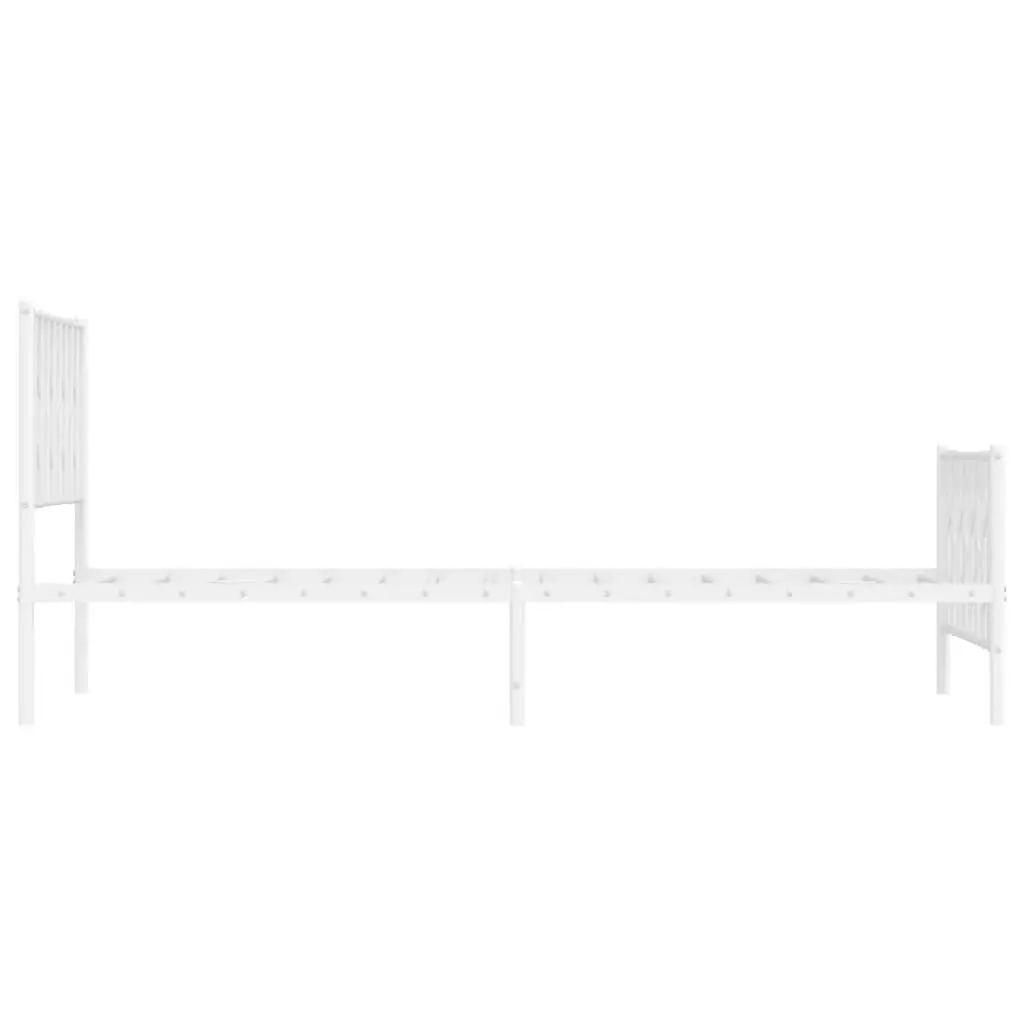 Metal Bed Frame with Headboard and FootboardÂ White 107x203 cm 374500