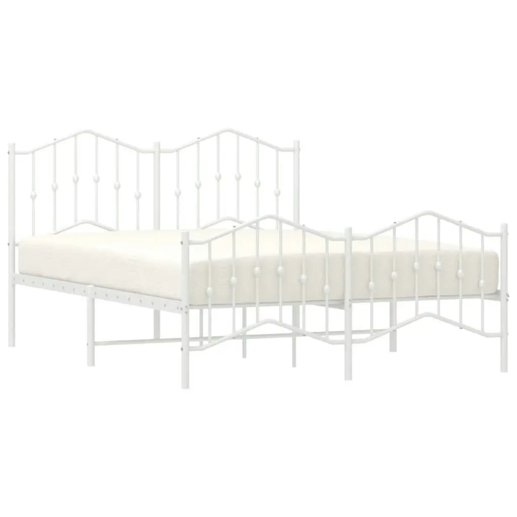 Metal Bed Frame with Headboard and FootboardÂ White 135x190 cm 373855