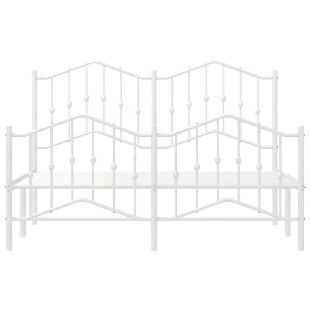 Metal Bed Frame with Headboard and FootboardÂ White 135x190 cm 373855