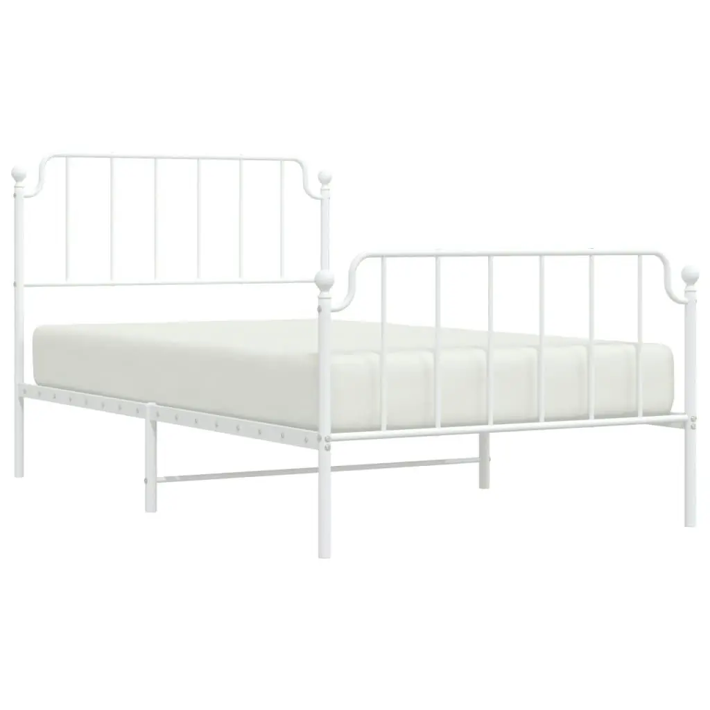 Metal Bed Frame with Headboard and FootboardÂ White 107x203 cm 373950