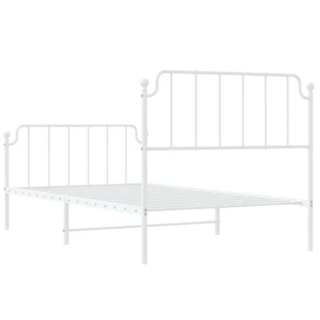 Metal Bed Frame with Headboard and FootboardÂ White 107x203 cm 373950