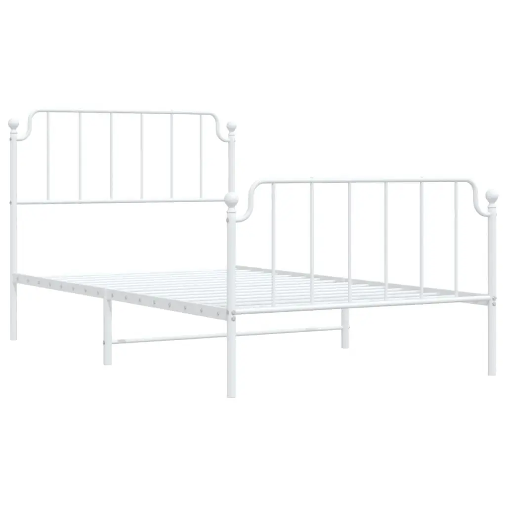 Metal Bed Frame with Headboard and FootboardÂ White 107x203 cm 373950