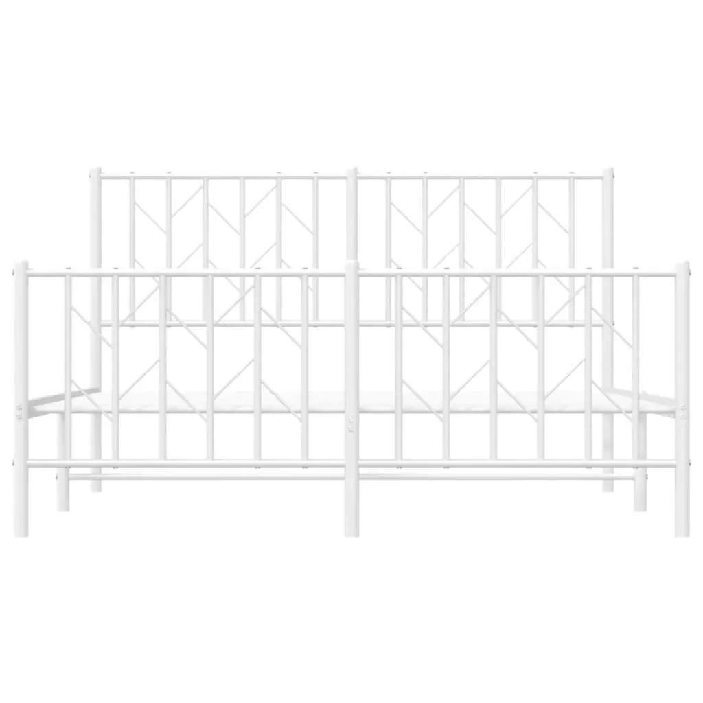 Metal Bed Frame with Headboard and FootboardÂ White 135x190 cm 374503