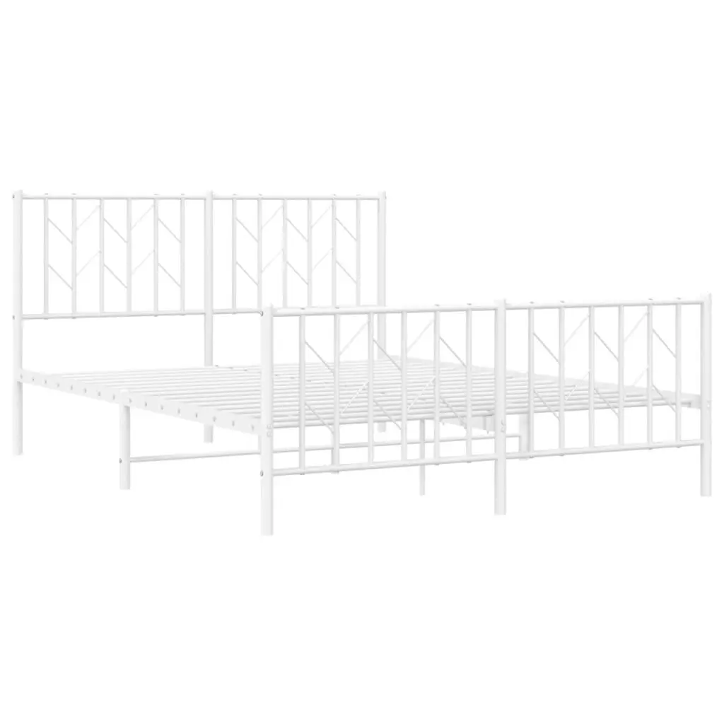 Metal Bed Frame with Headboard and FootboardÂ White 135x190 cm 374503