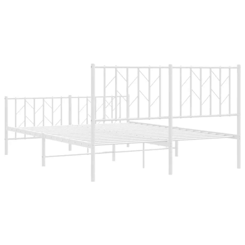 Metal Bed Frame with Headboard and FootboardÂ White 135x190 cm 374503