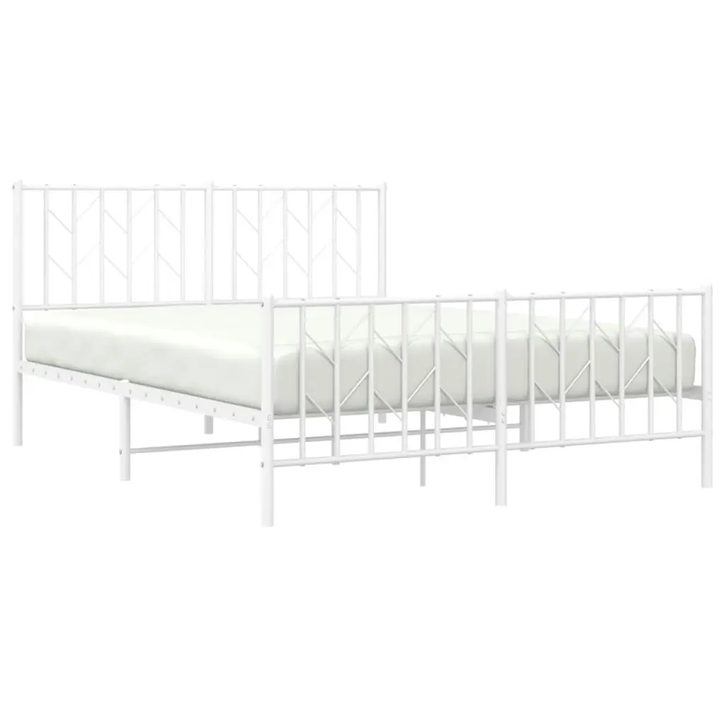 Metal Bed Frame with Headboard and FootboardÂ White 135x190 cm 374503