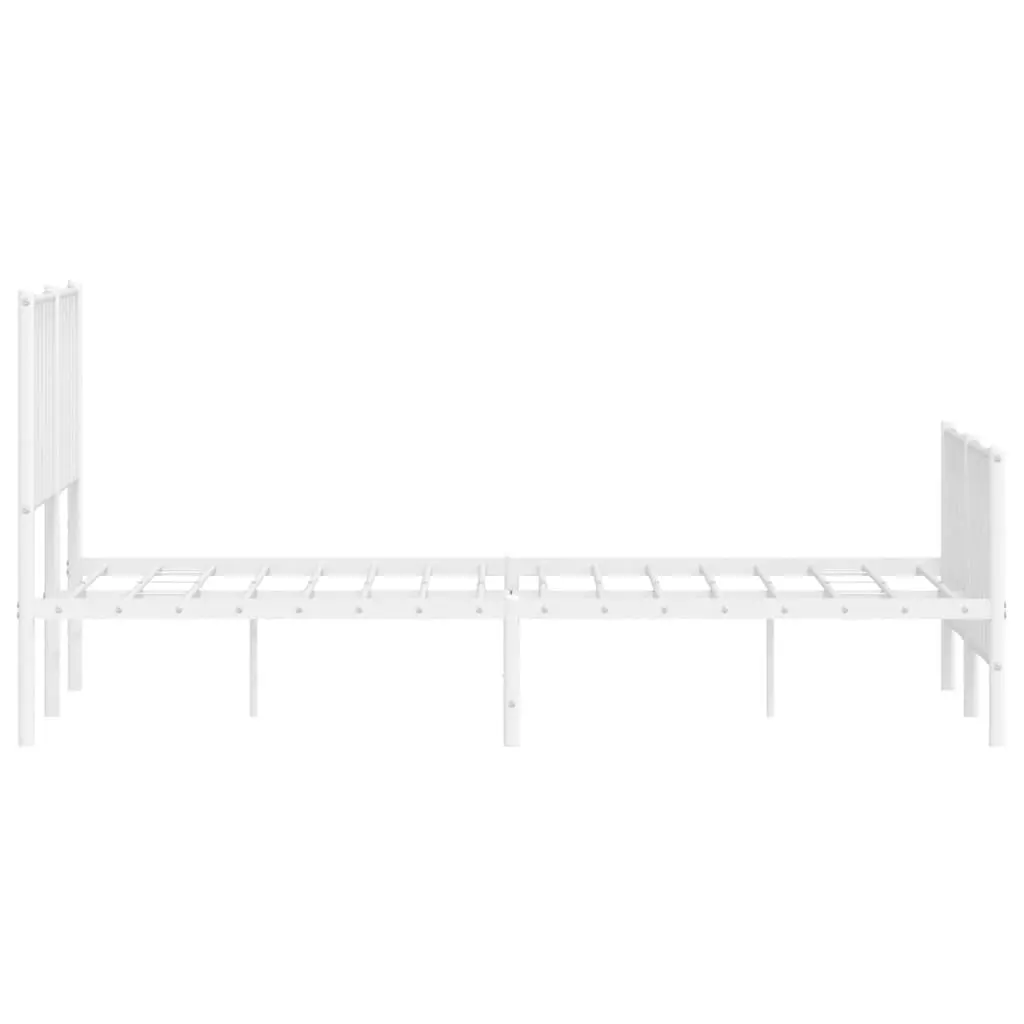 Metal Bed Frame with Headboard and FootboardÂ White 135x190 cm 374503