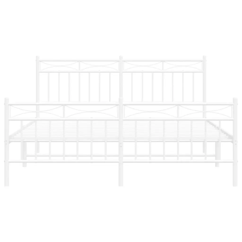 Metal Bed Frame with Headboard and FootboardÂ White 150x200 cm 373760