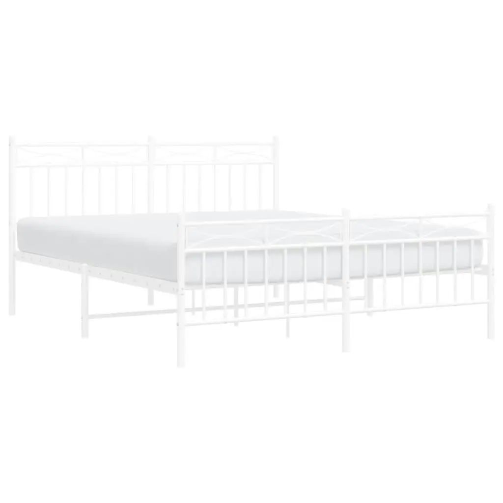 Metal Bed Frame with Headboard and FootboardÂ White 150x200 cm 373760