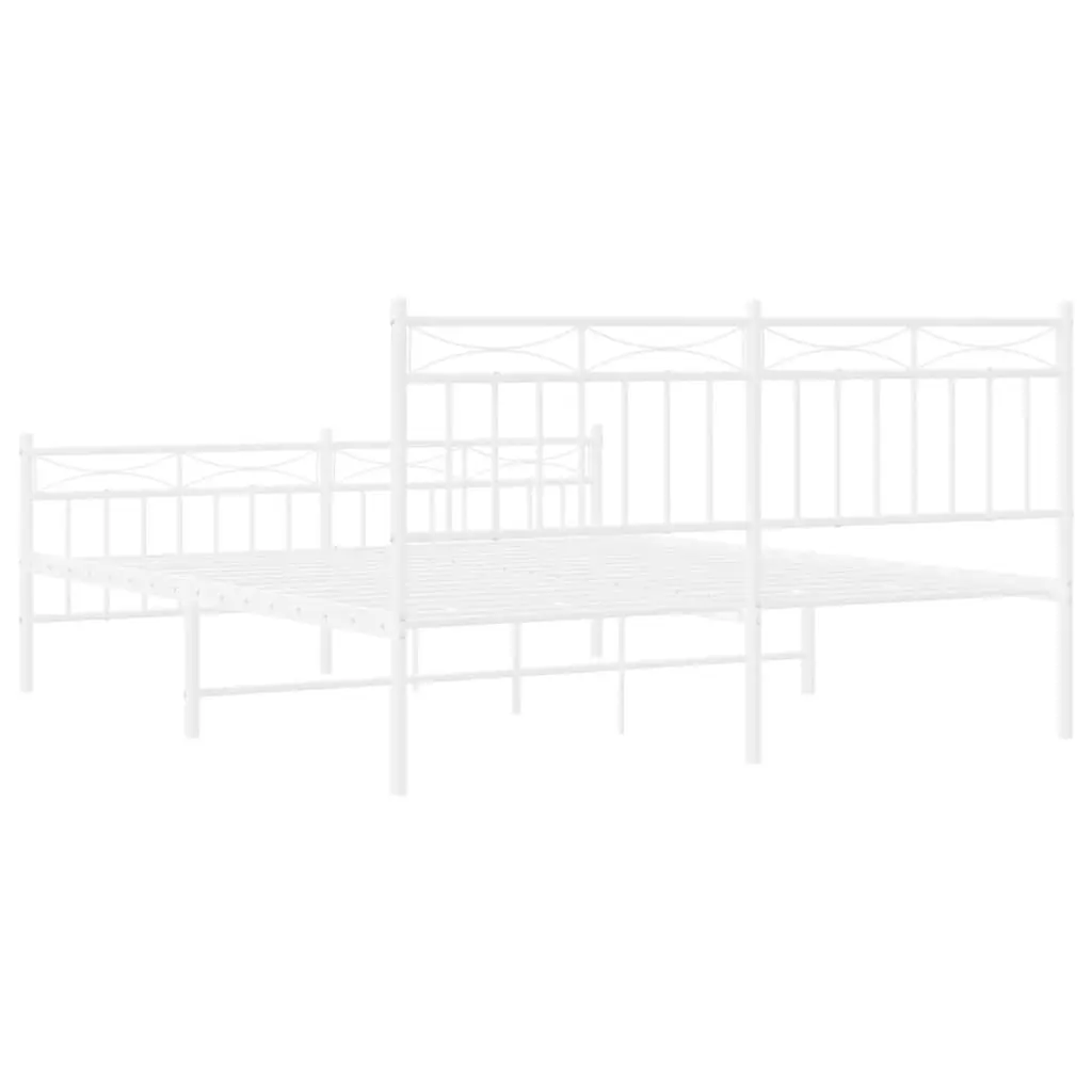 Metal Bed Frame with Headboard and FootboardÂ White 150x200 cm 373760